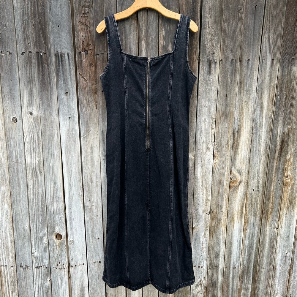 Abercrombie & Fitch Denim Midi Maxi Dress Black Wash  L - Picture 10 of 16